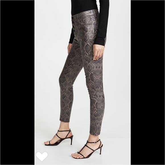J BRAND Lillie Coated High Rise Skinny Jeans Snakeskin Size 27 - Picture 3 of 13